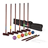 ROPODA Six-Player Deluxe Croquet Set with Wooden Mallets, Colored Balls, Vintage Style, Sturdy Carrying Bag for Adults &Kids, Perfect for Lawn, Backyard, Park and More