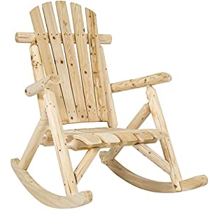 11. Best Choice Products Hardwood Log Rocking Chair Single Rocker