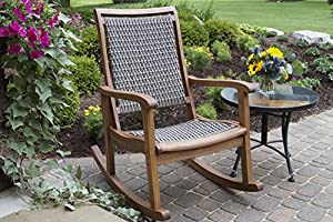 9. Outdoor Interiors Resin Wicker and Eucalyptus Rocking Chair